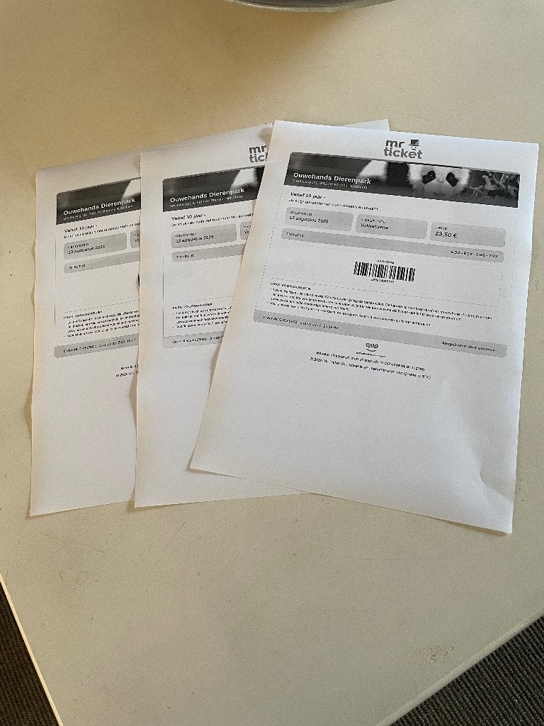 3tickets ouwehands dierenpark, Drie personen of meer, Ticket of Toegangskaart