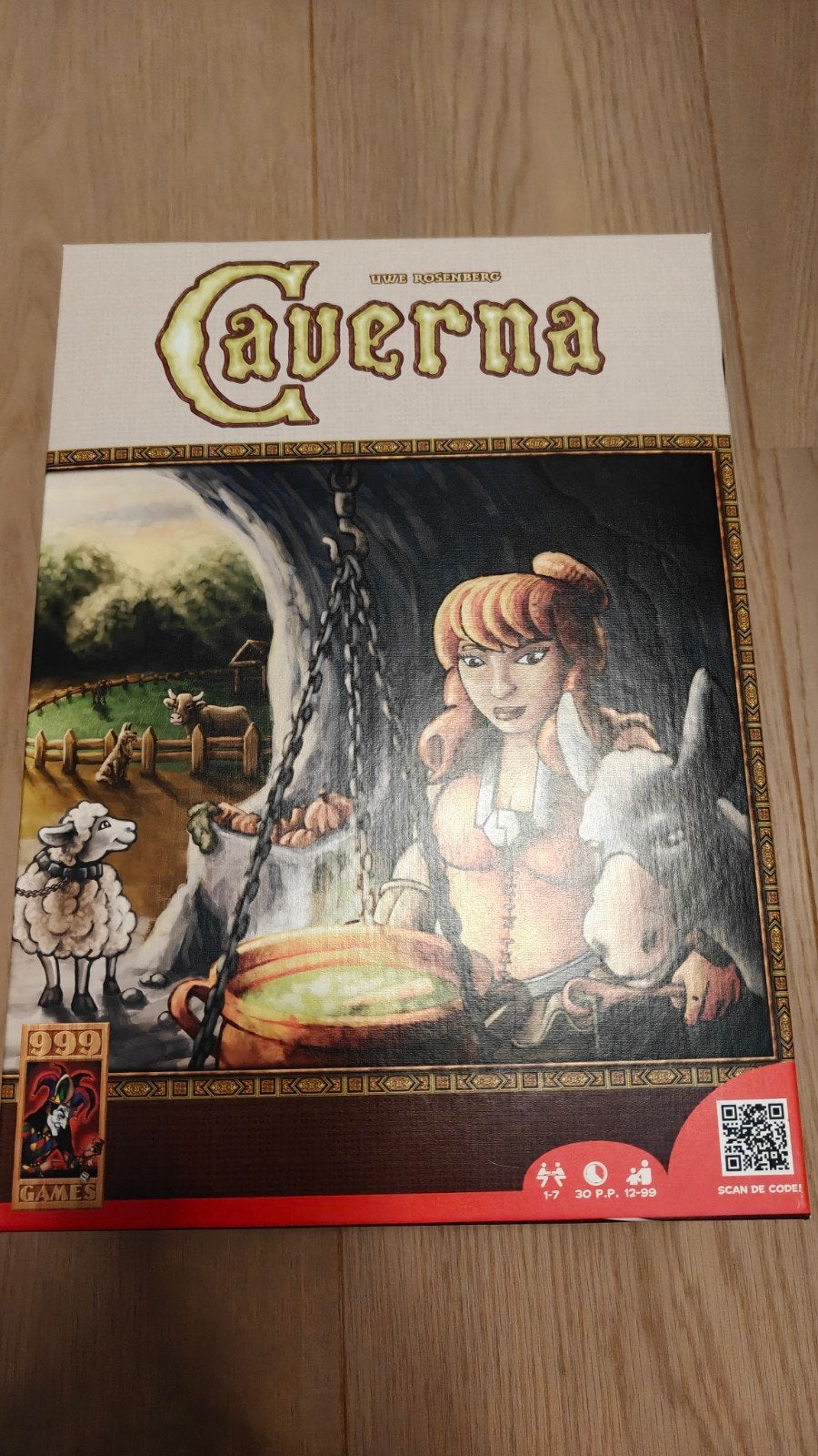 Caverna Bordspel (NL) incl. houten insert + mini uitbreiding, Een of twee spelers, Ophalen of Verzenden, Zo goed als nieuw, 999 Games