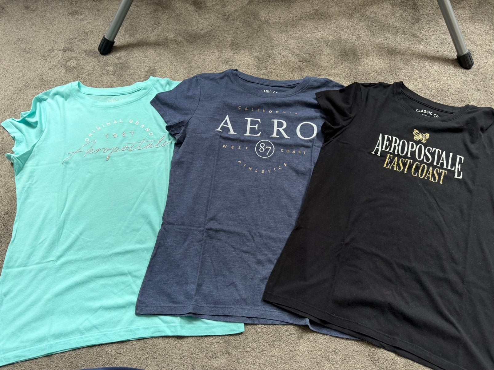 Set van 3 t-shirts van Aeropostale mt L, Blauw, Maat 42/44 (L), Ophalen of Verzenden, Zo goed als nieuw
