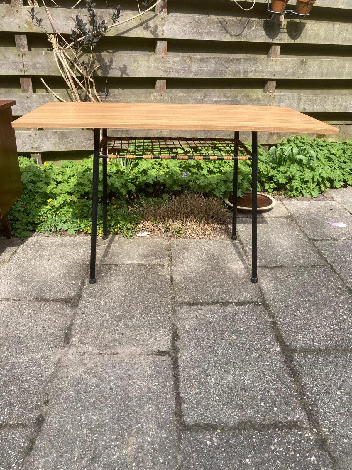 Vintage terras/serre tafel met formica blad jaren 70, Ophalen
