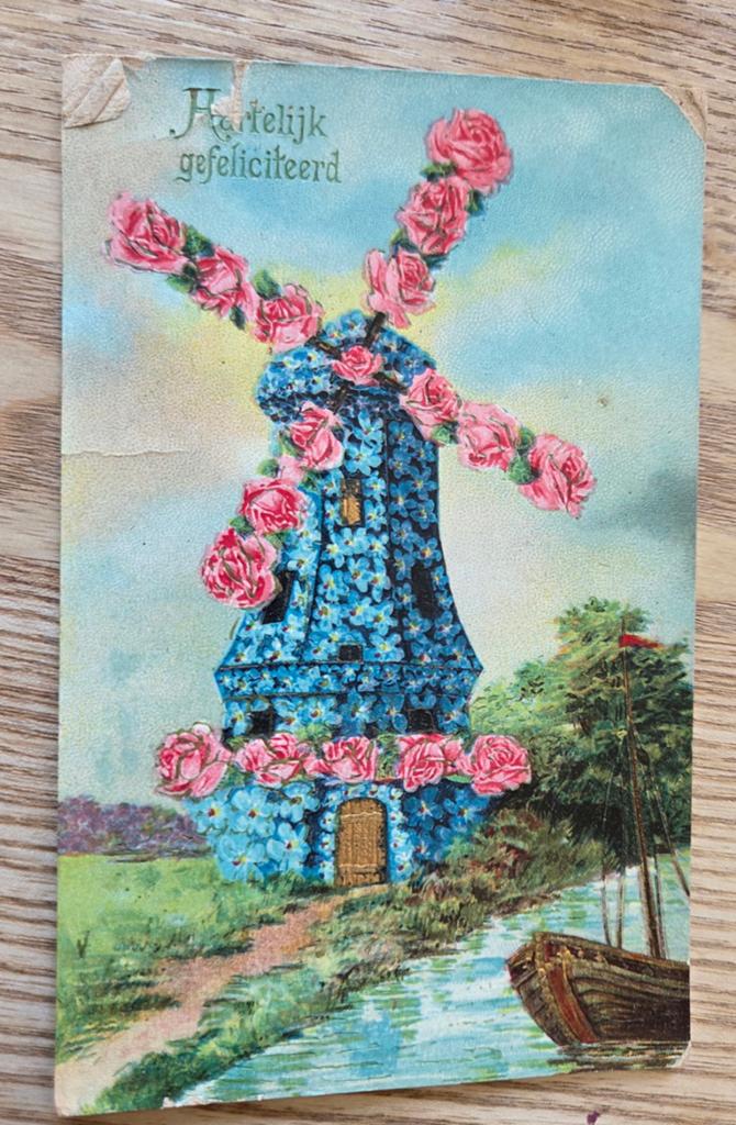 Hollandse windmolen met bloemen, Verzenden, Voor 1920, Gelopen, Overige thema's