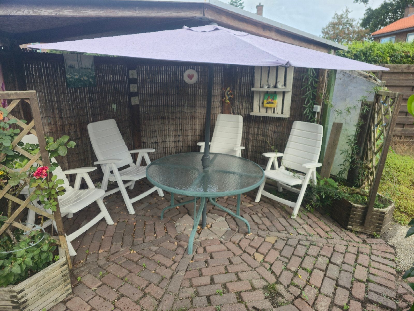 Glazen tuintafel (moet deze week weg), Ophalen, Gebruikt, Rond, Overige materialen
