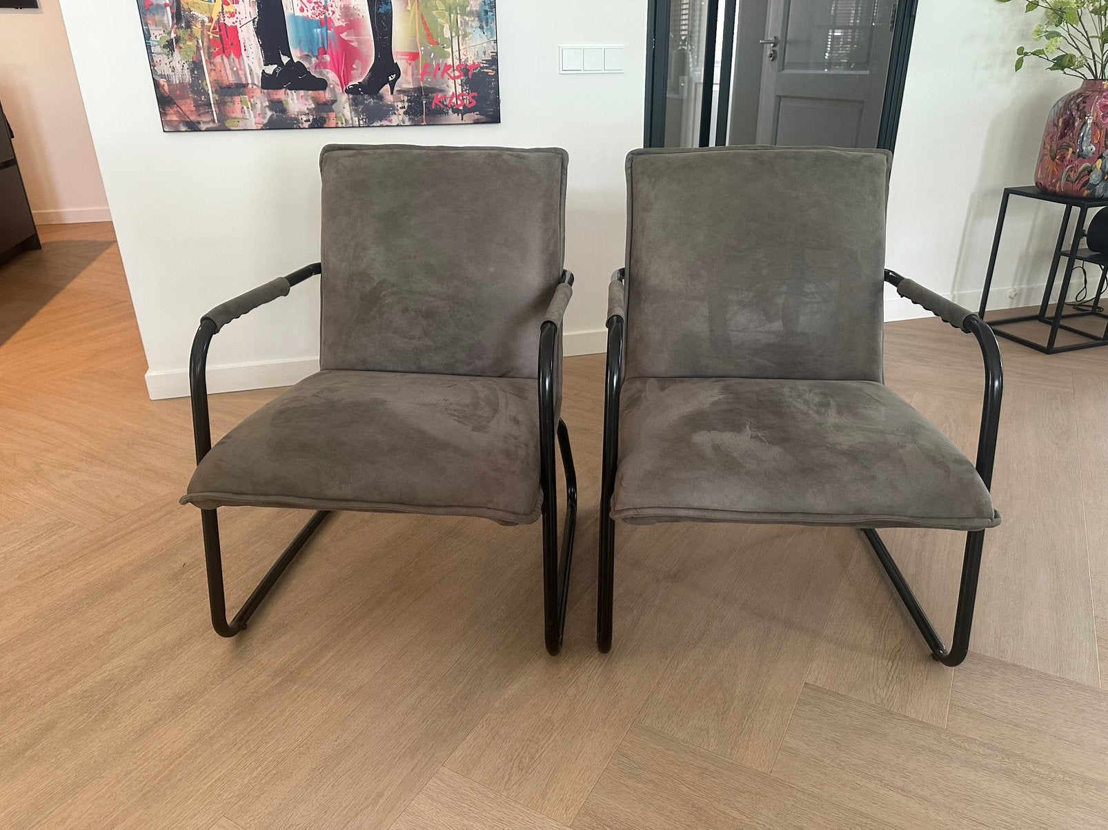 2x fauteuil stoelen, Ophalen, Gebruikt, Grijs, Twee