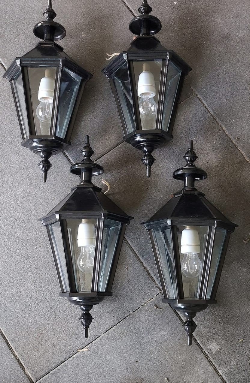 3 klassieke stallampen / Goudse lantaarns wandmodel, Ophalen, Gebruikt, Wandlamp, Netvoeding