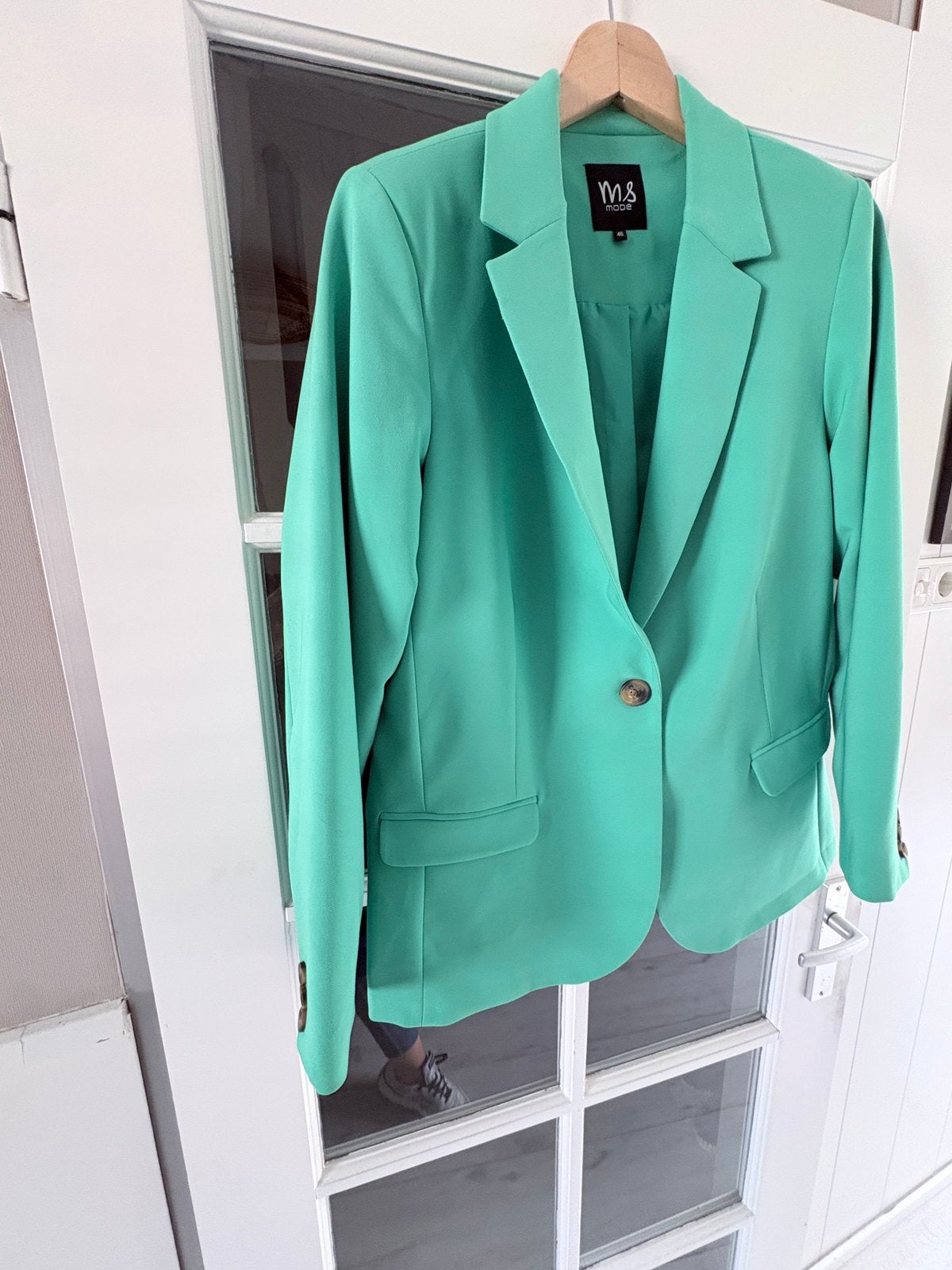 Groene blazer M&S maat 46., Maat 46/48 (XL) of groter, Ophalen of Verzenden, Zo goed als nieuw, Jasje