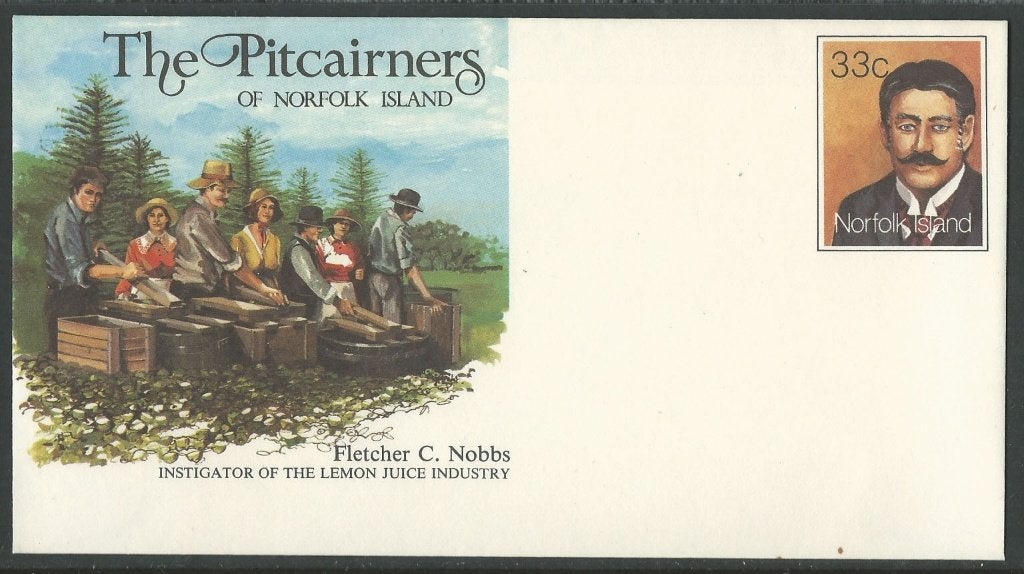 NORFOLK 1986 33c. “Fletcher C. Nobbs” Pre-stamped Envelope,, Postzegels en Munten, Verzenden, Postfris