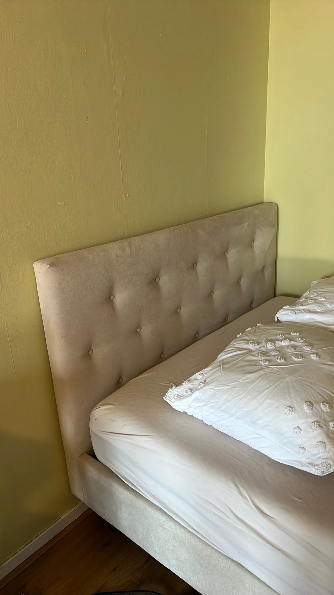 Bedframe 140x200 beige stof, Ophalen, Beige, Tweepersoons, 140 cm