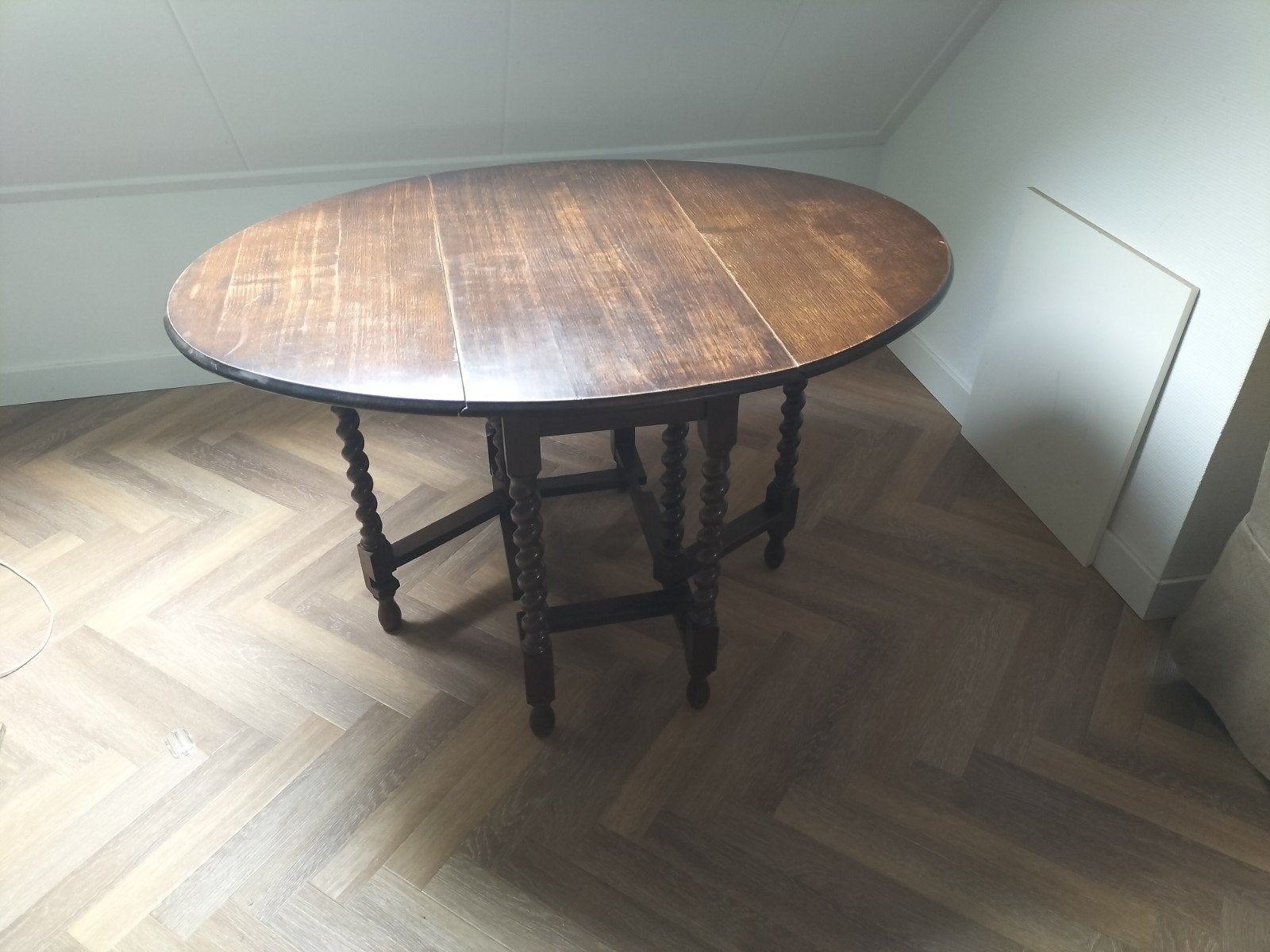 Antieke Gateleg Tafel - Opklapbaar Eikenhout, Antiek en Kunst, Ophalen