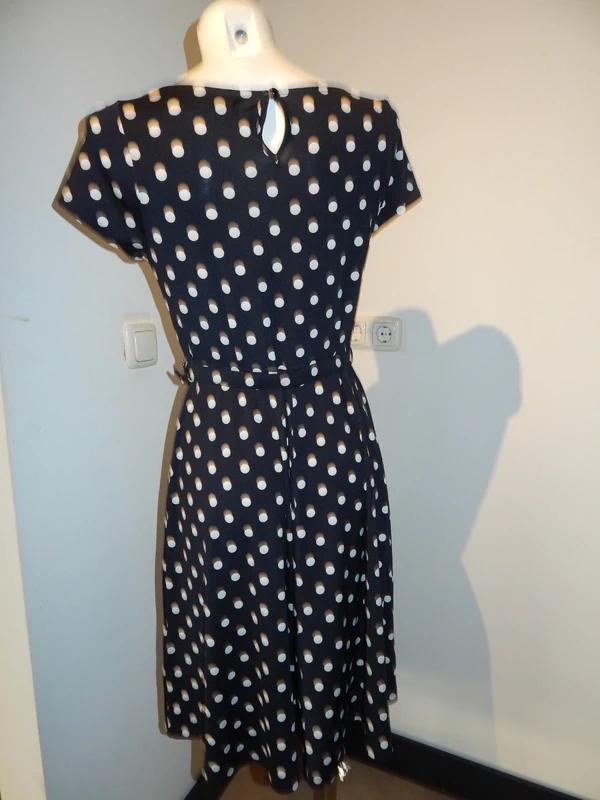 King Louie stretch jurk polkadot fijne stof met riempje M, Maat 38/40 (M), Verzenden, Zwart, Zo goed als nieuw