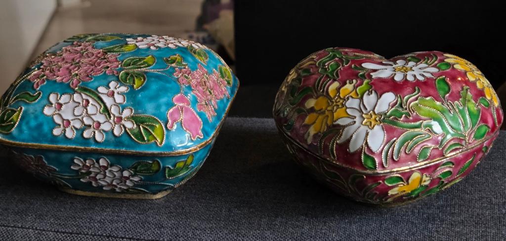 2 Grote Cloisonné Doosjes, Ophalen of Verzenden