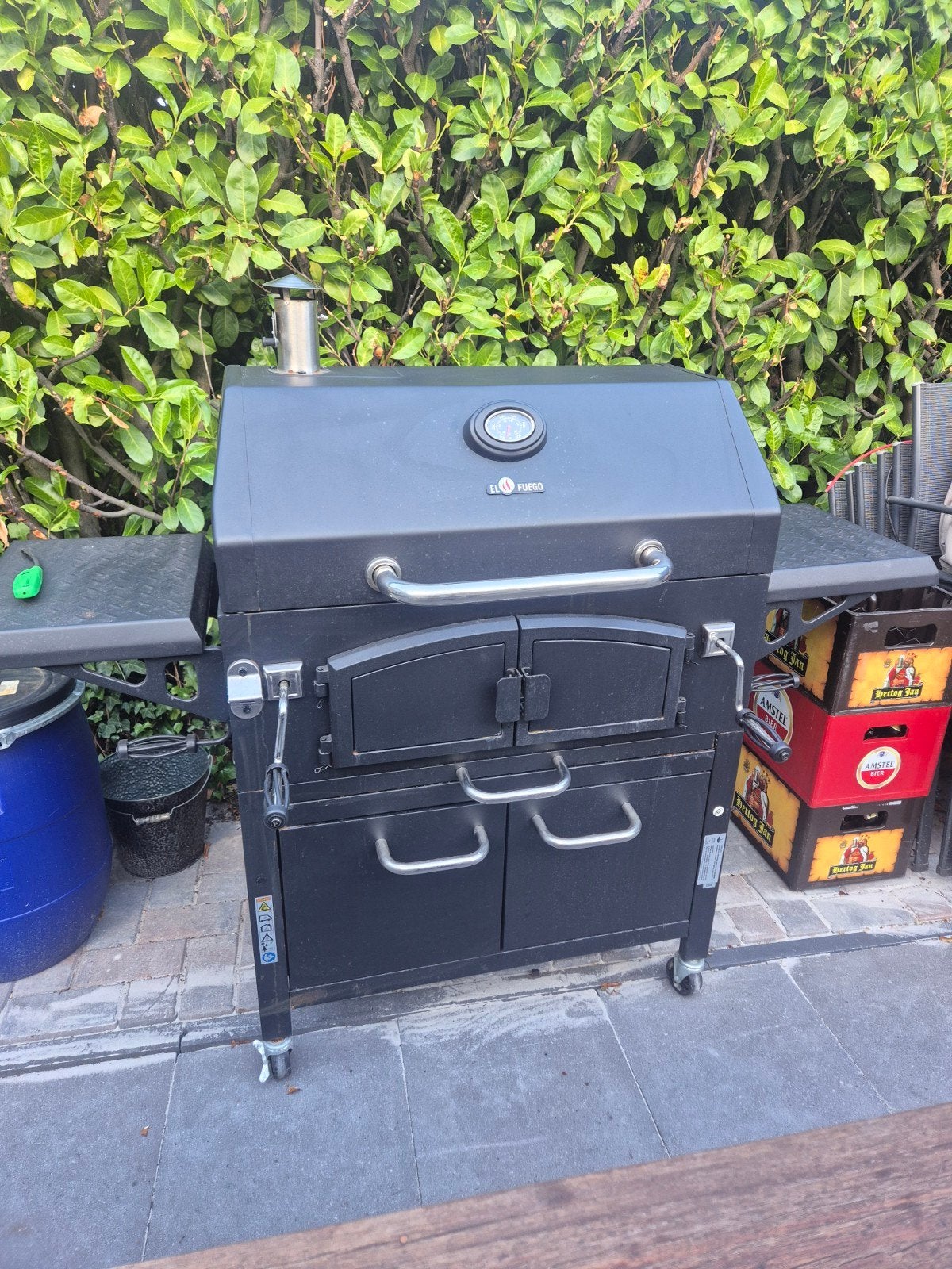 El Fuego Houtskoolbarbecue met Rookoven, Tuin en Terras, Barbecue-accessoires, Ophalen, Zo goed als nieuw, El Fuego