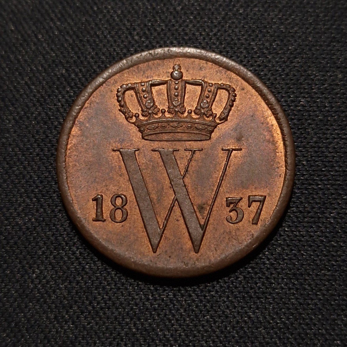 1 cent 1837 deels originele muntkleur, Verzenden