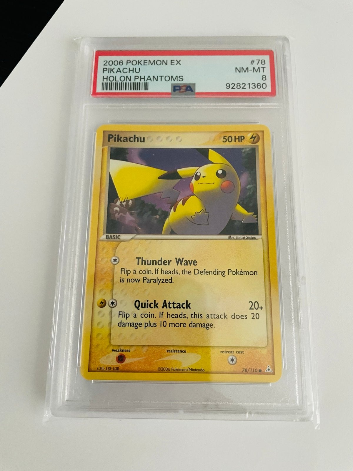 Pikachu 2006 EX Holon Phantoms PSA 8 NM-MT Pokémon Kaart, Ophalen of Verzenden, Zo goed als nieuw, Losse kaart