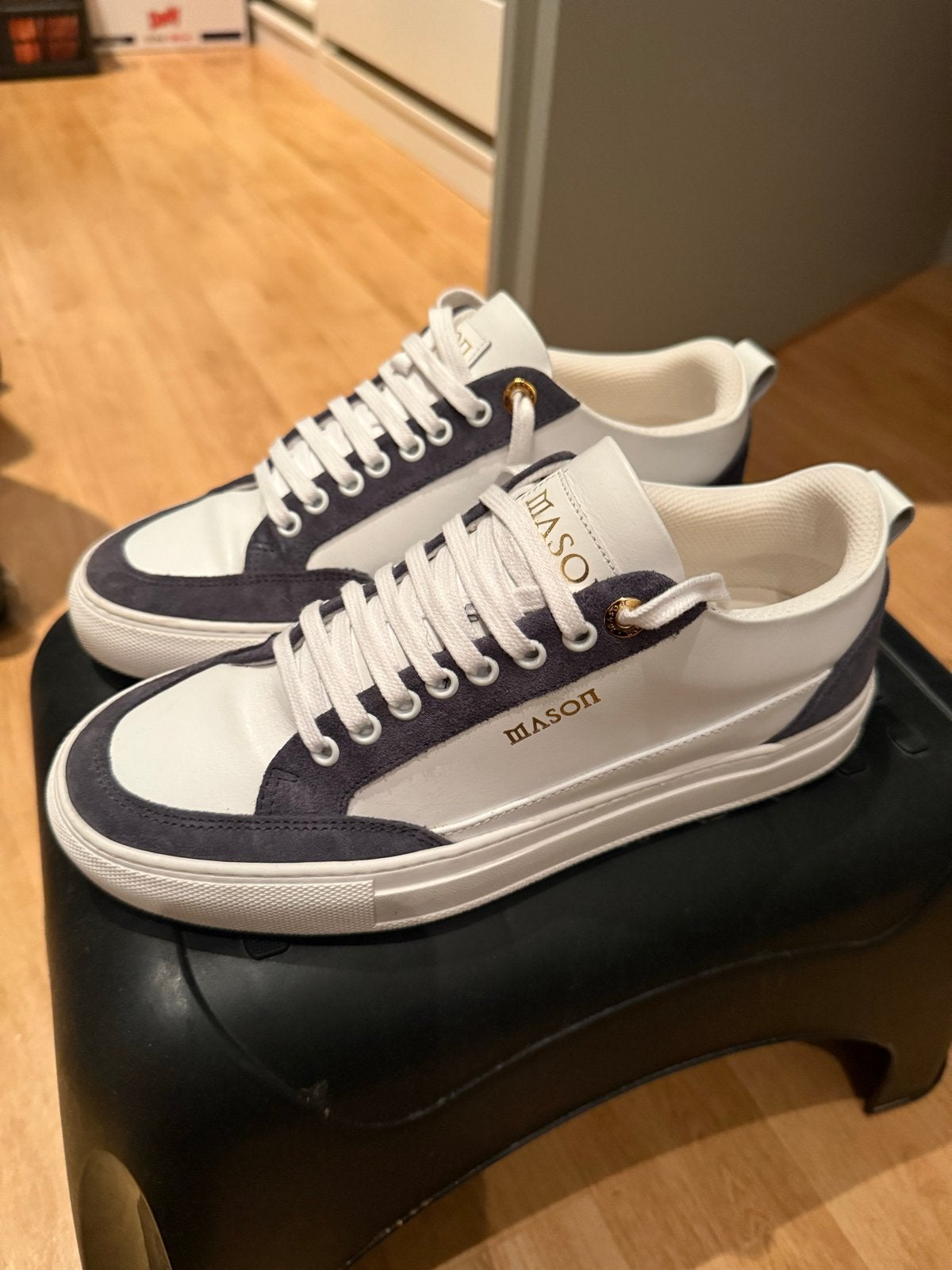 Mason Garments Torino Sneakers - Wit/Blauw, Ophalen of Verzenden, Zo goed als nieuw, Wit, Sneakers of Gympen