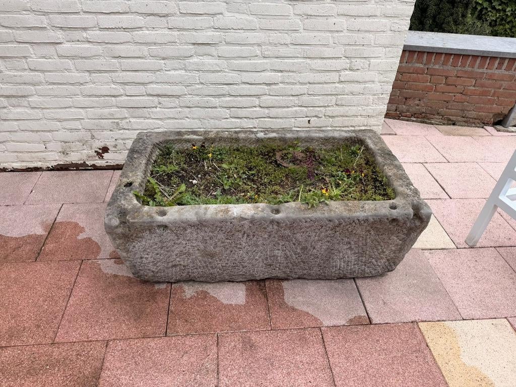 Oude natuurstenen trog / plantenbak – zware stenen bak, Ophalen, Steen, Gebruikt, 100 cm of meer
