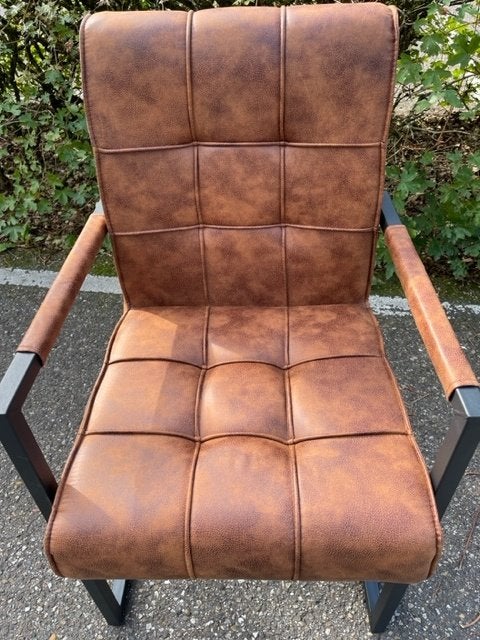 EETKAMERSTOEL INDUSTRIËLE  COGNAC  ARM TIJDELIJK SUPER ACTIE, Twee, Overige kleuren, Industrieel, Modern, Strak Eetkamerstoel Cognac  actie prijs