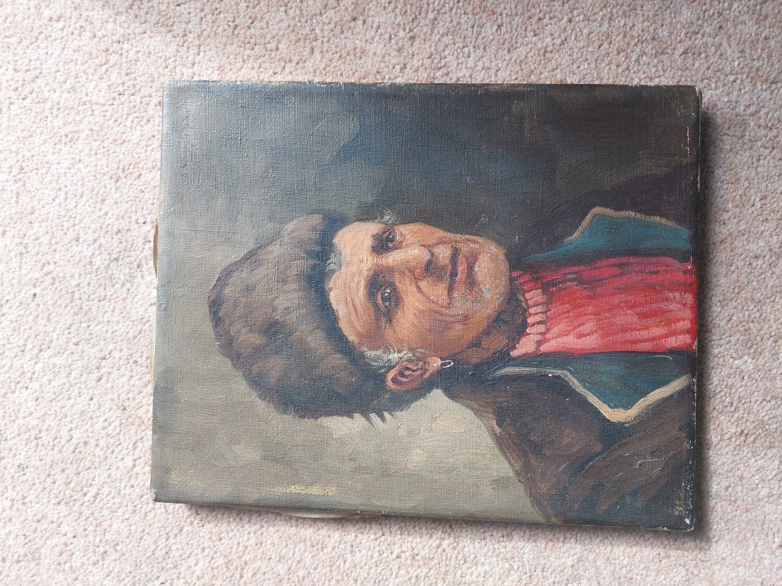 Oud schilderij: Portret van een man met bontmuts, Ophalen, Doek, Portret of Personen, Realistisch