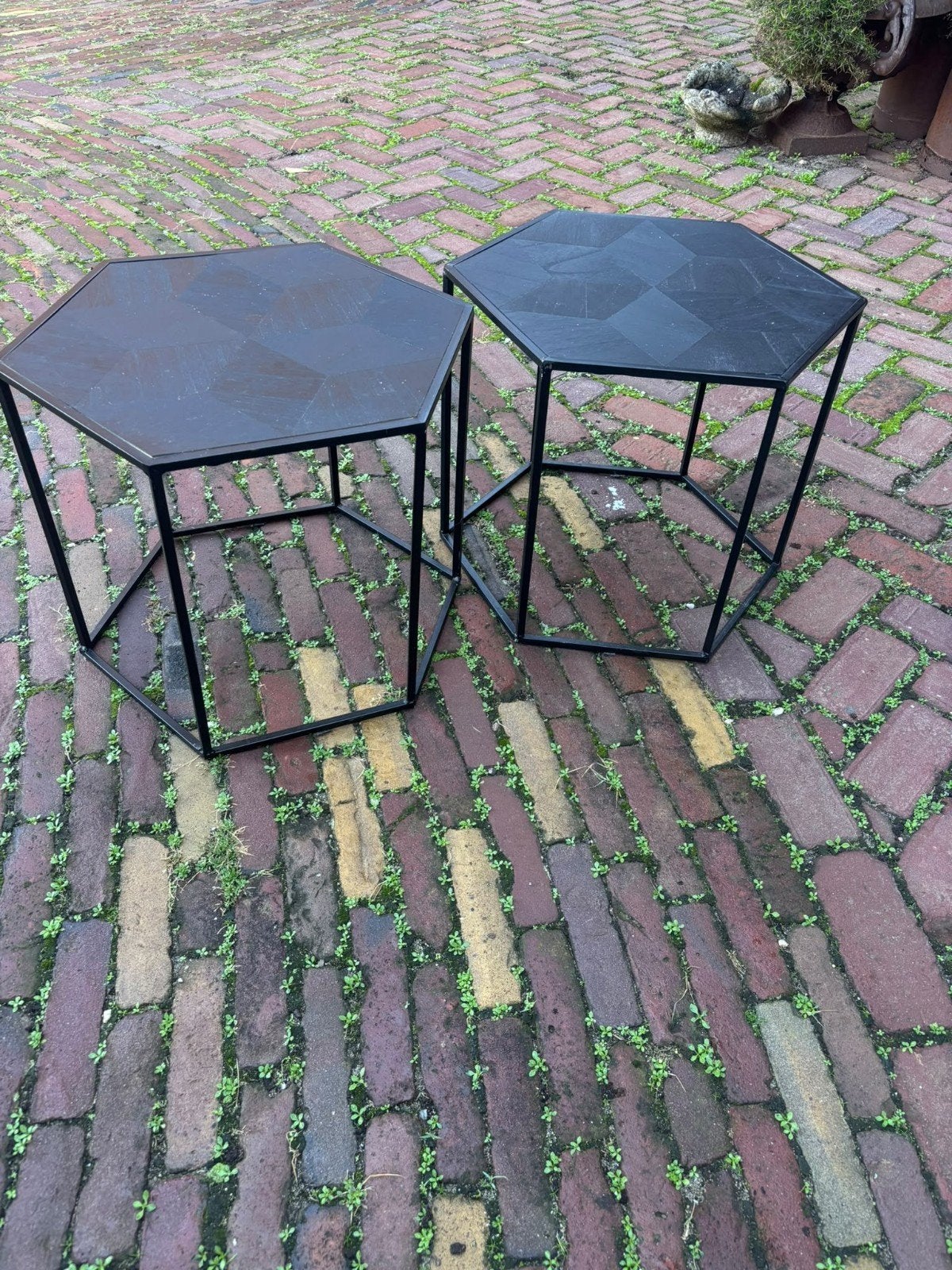 2 bijzettafeltjes, Minder dan 55 cm, Gebruikt, Rond, Ophalen