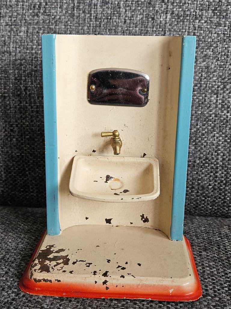 Blikken Poppenhuis Wastafel - Miniatuur Speelgoed, Ophalen of Verzenden
