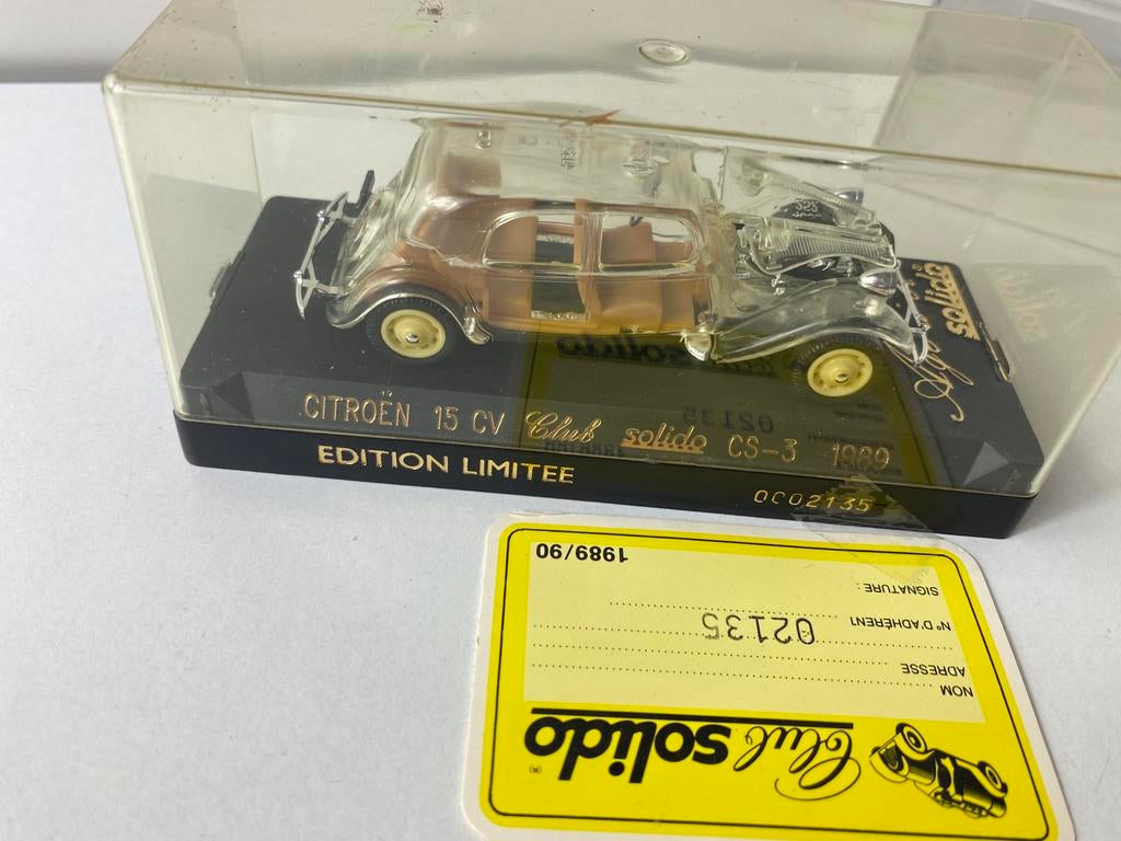 1:43 CITROEN TRACTION 15CV-solido club-doorzichtig-limited, Ophalen of Verzenden, Nieuw, Auto, Solido
