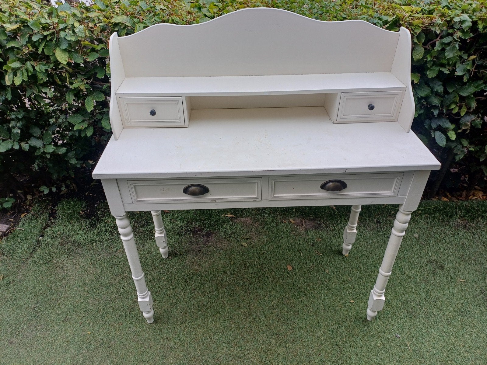 Vintage wit bureau/ Site Table met lades en opzetstuk, Ophalen, Gebruikt, Vintage, Klassiek, Landelijk