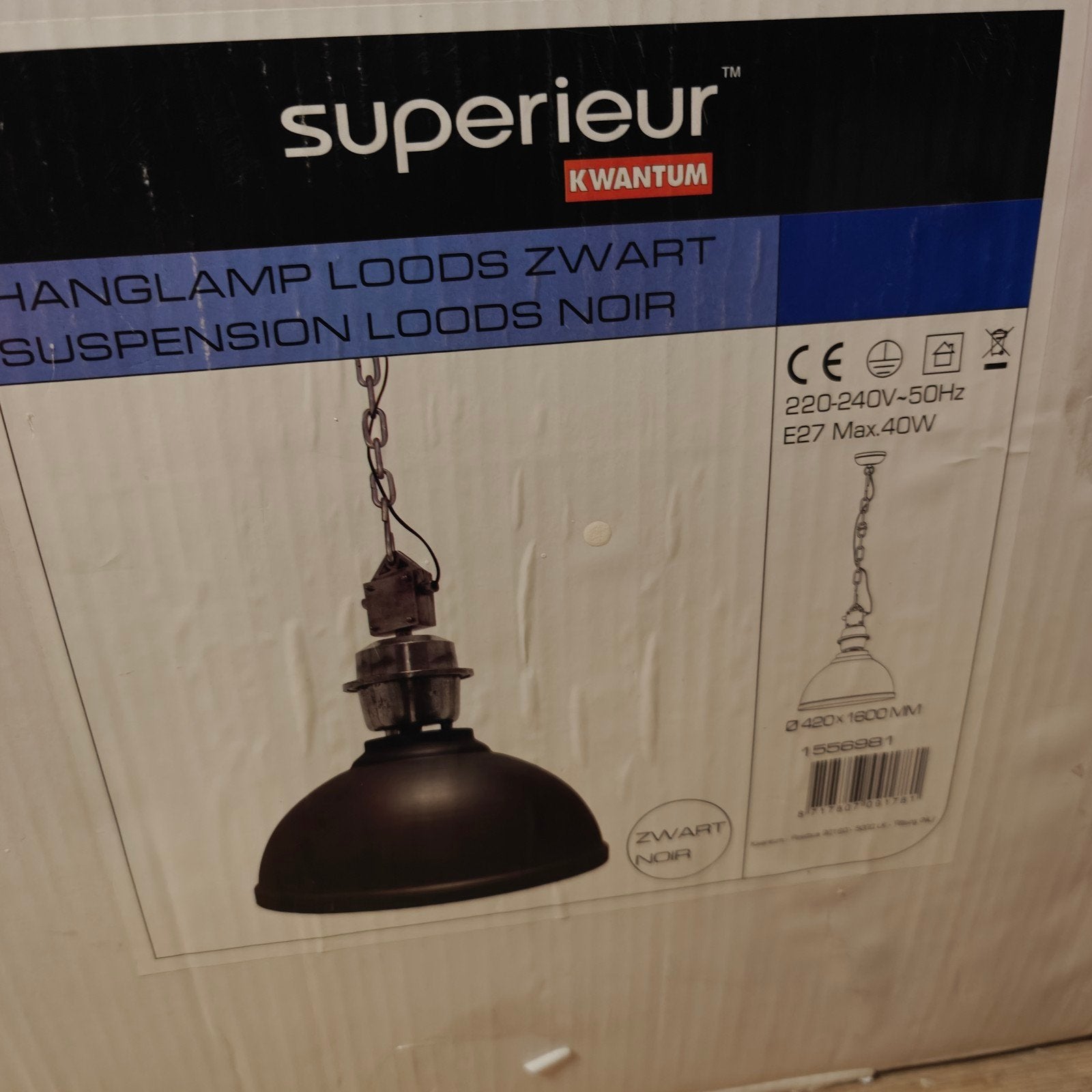 Hanglamp Loods Zwart, Huis en Inrichting, Ophalen, Industrieel, Loods-stijl, Nieuw, E27 (groot)