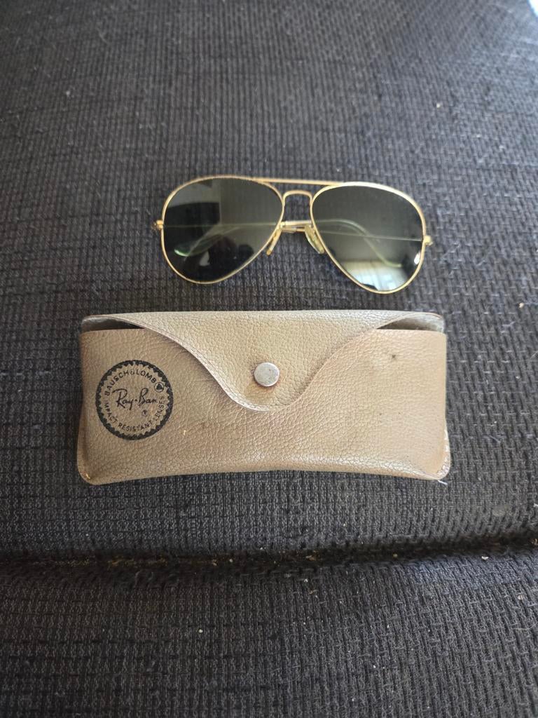 Ray ban zonnebril Aviator RB 3025 goudkleurig met hoesje., Ophalen of Verzenden, Gebruikt, Bruin, Ray-Ban