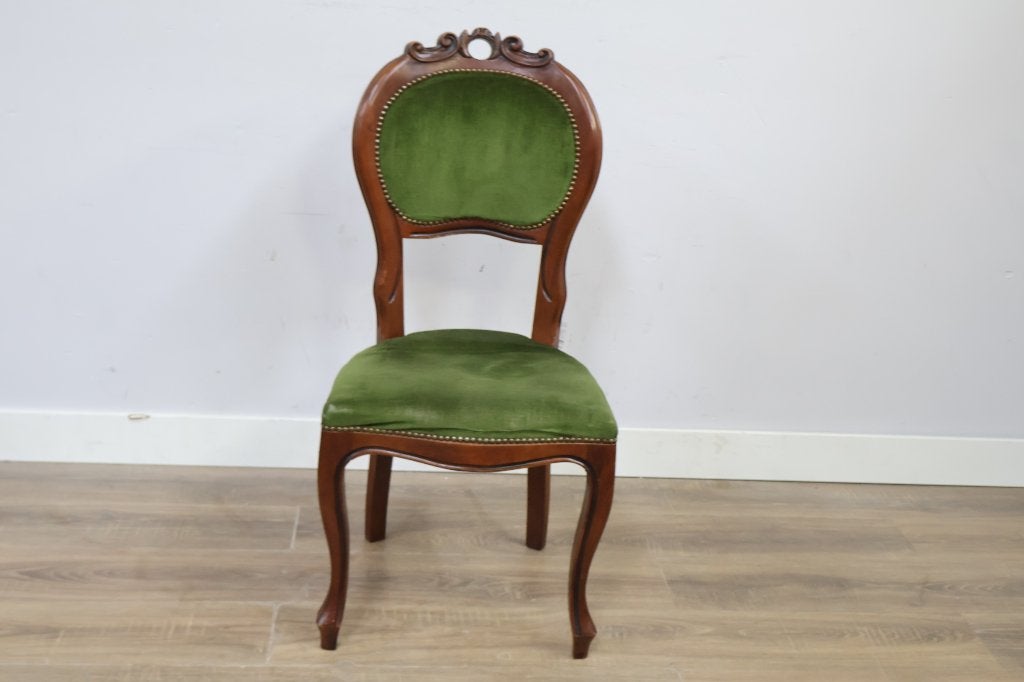 Groene klassieke stoel met stoffen zitting, Ophalen, Overige materialen, Gebruikt, Overige kleuren