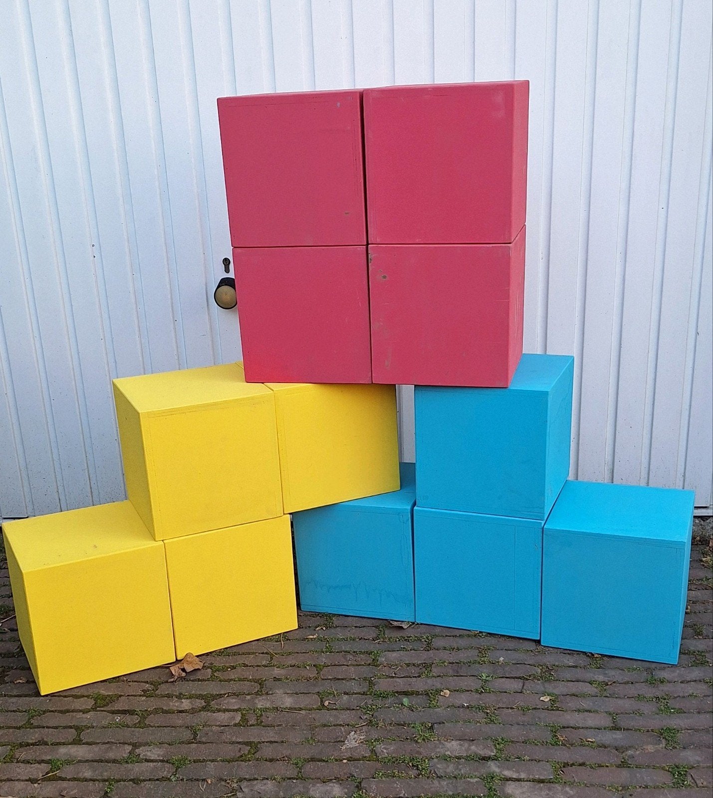 12 gekleurde blokken van multiplex. Tetris, babyshower, Ophalen of Verzenden, Zo goed als nieuw