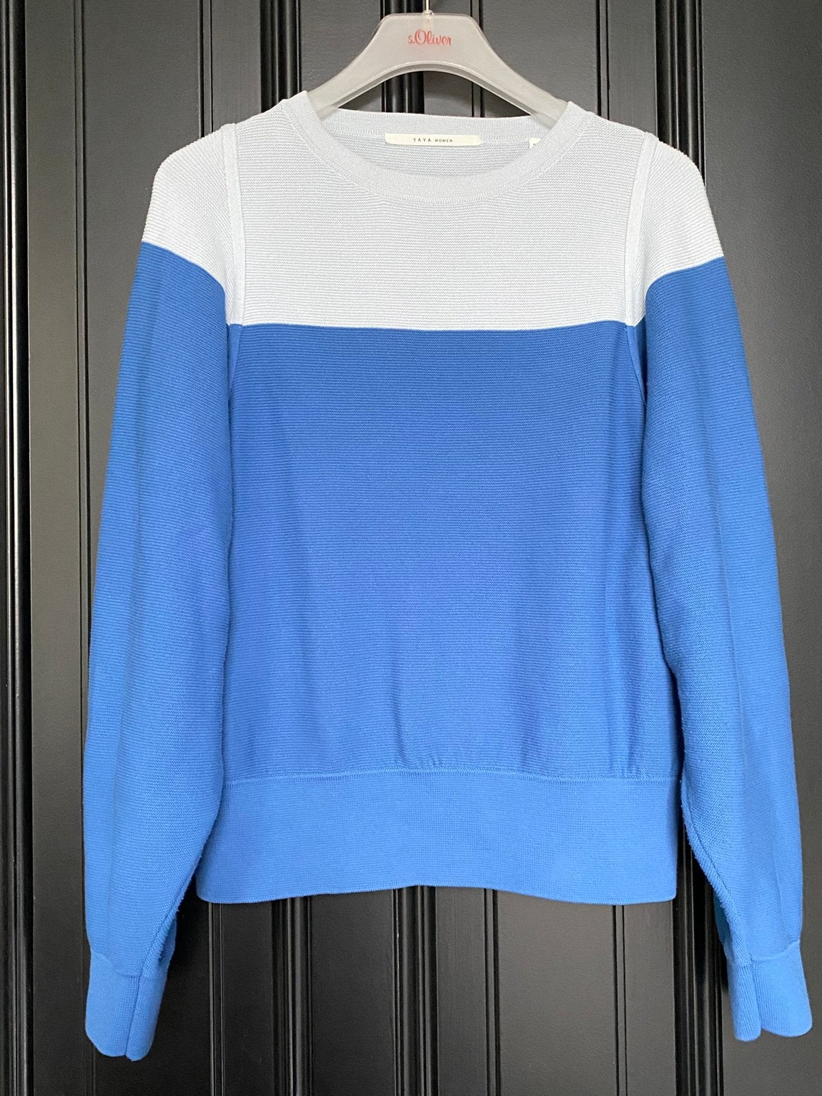 YAYA colorblock gebreide trui met ronde hals, blauw, Kleding | Dames, Truien en Vesten, Ophalen of Verzenden, Zo goed als nieuw