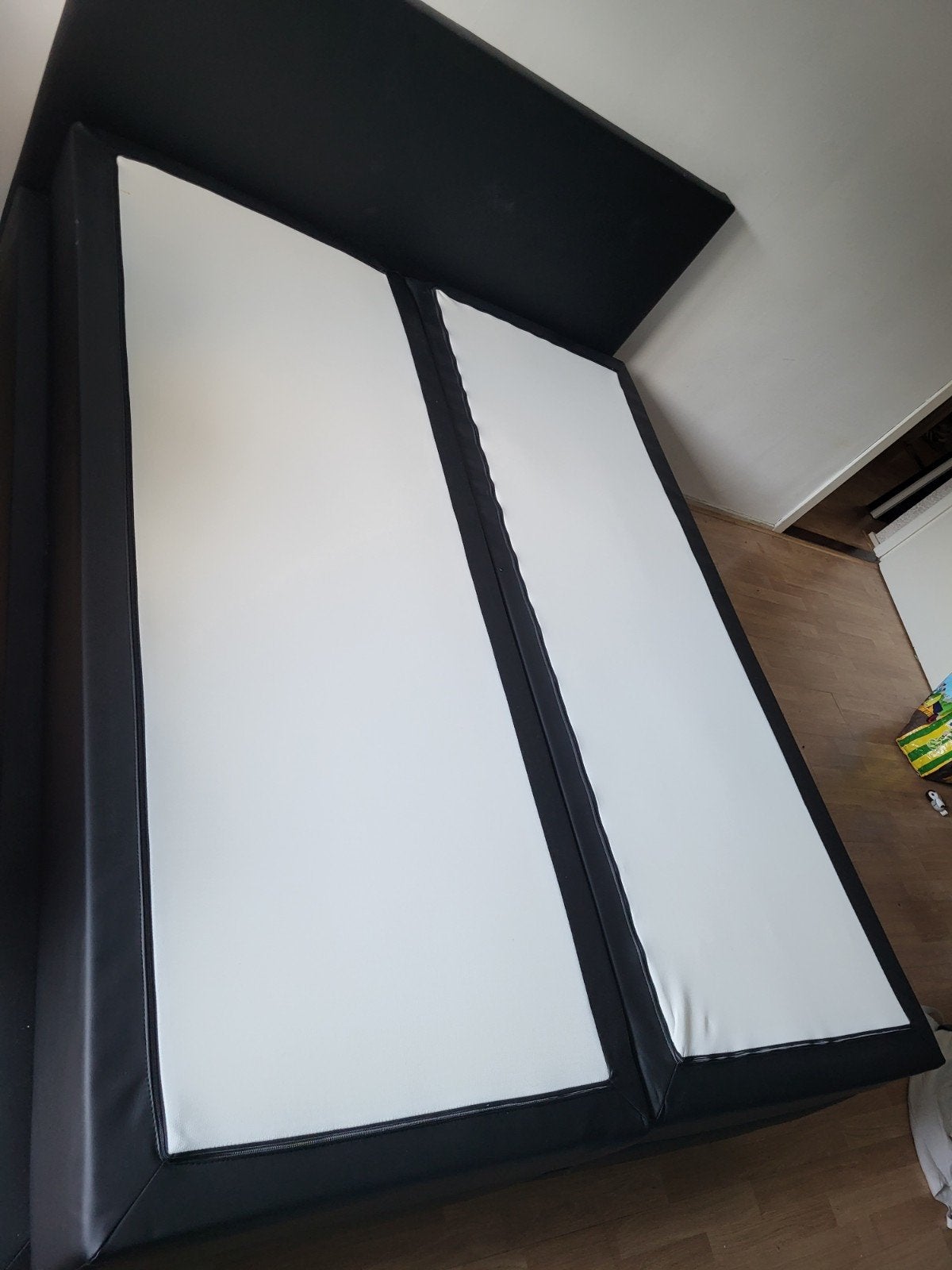 Zwarte boxspring 160x200 met zachte topper, Ophalen, Gebruikt, Zwart, Tweepersoons