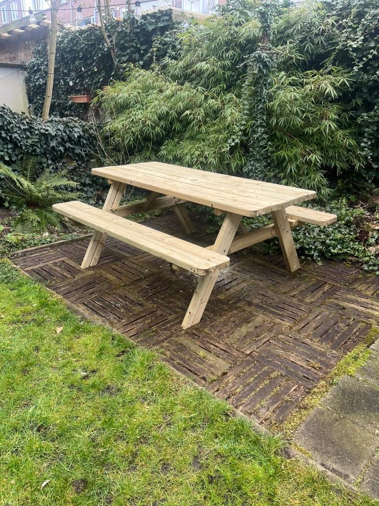 Geïmpregneerde picknicktafels, Tuin en Terras, Nieuw, Ophalen of Verzenden, Inklapbaar, Rechthoekig