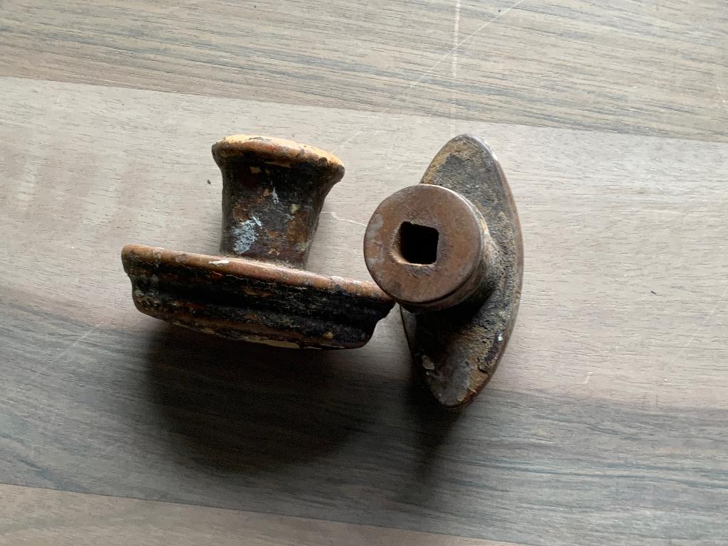 Houten deurknoppen, Ophalen of Verzenden, Gebruikt, Overige materialen, Klink of Kruk