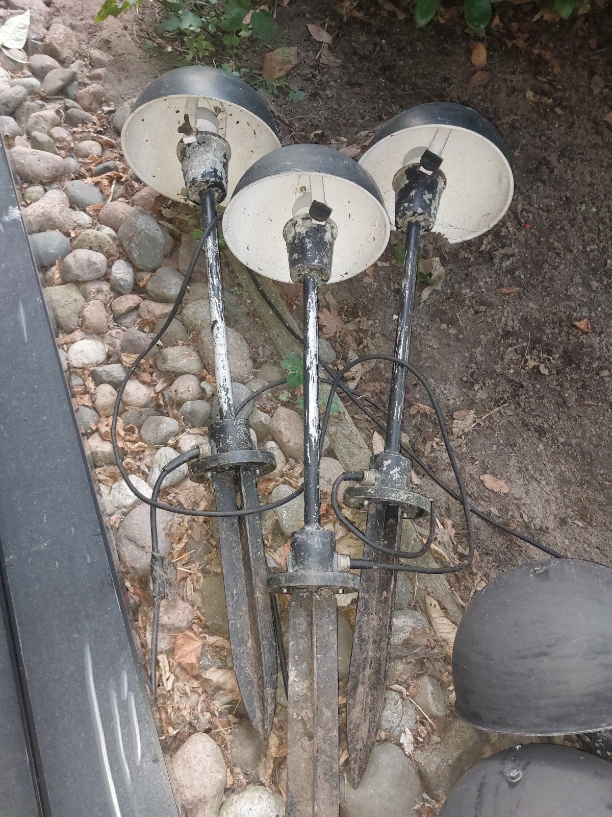 9 stuks retro tuinspots/grondlampen, Ophalen, Gebruikt, Netvoeding, Vloerlamp