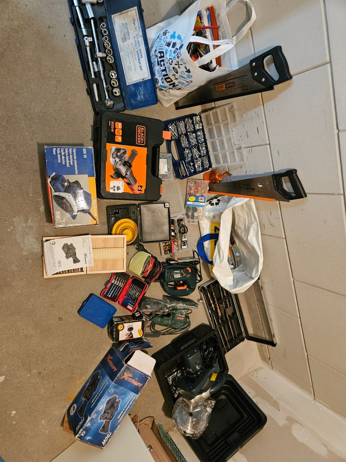 Grote partij gereedschap: elektrisch en handgereedschap, Ophalen, Gebruikt, Gereedschapsset