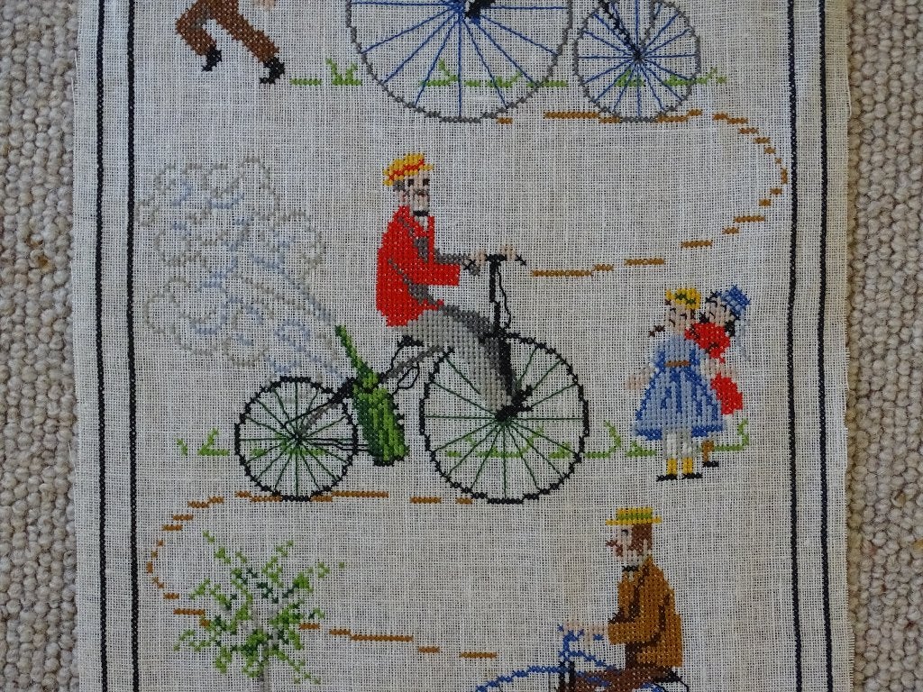 Borduurwerk OUDE FIETSEN, gaaf, Ophalen of Verzenden, Zo goed als nieuw, Handborduren, Overige typen
