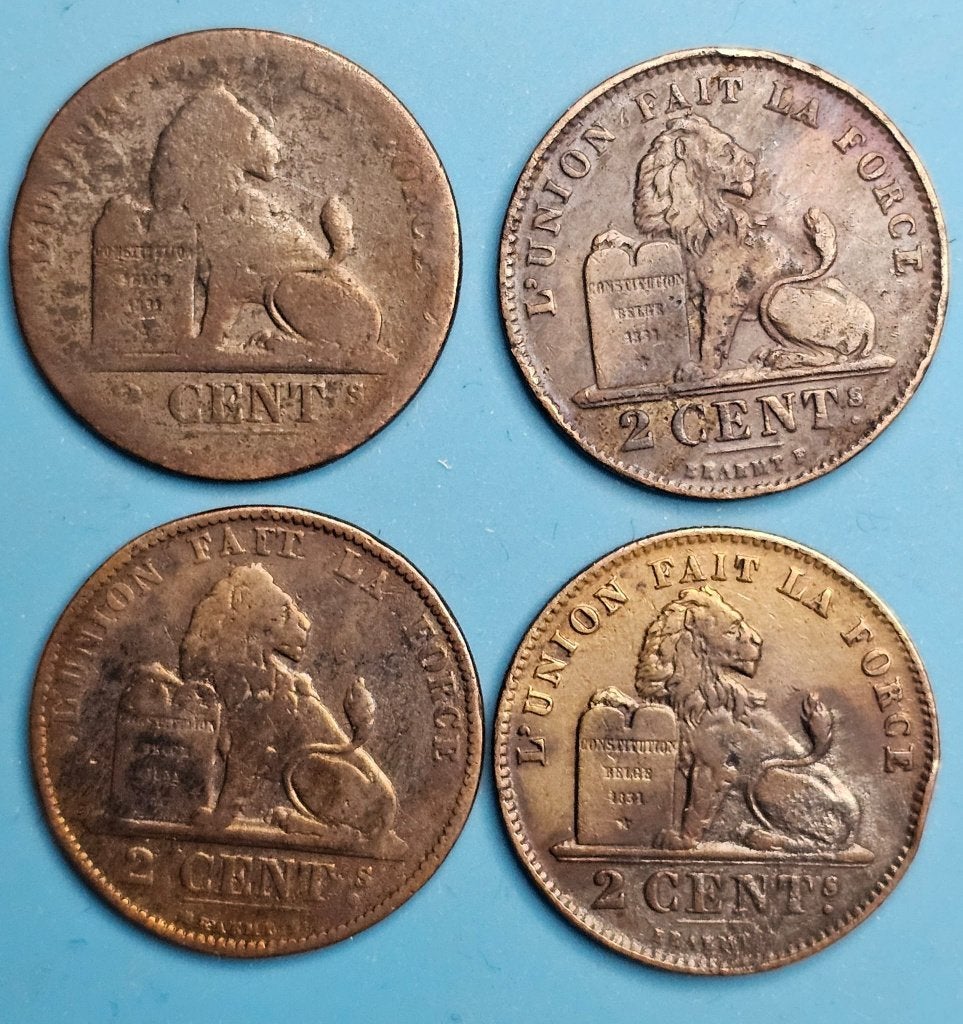 Belgische 2 Centiemen met Muntfouten, Ophalen of Verzenden, Overig, Setje
