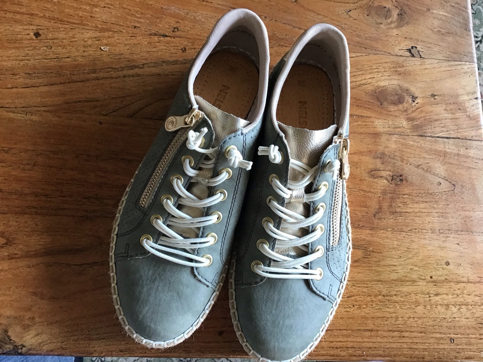 Rieker sneakers groen met ritsen en veters, maat 39, Ophalen of Verzenden, Zo goed als nieuw, Groen, Sneakers of Gympen