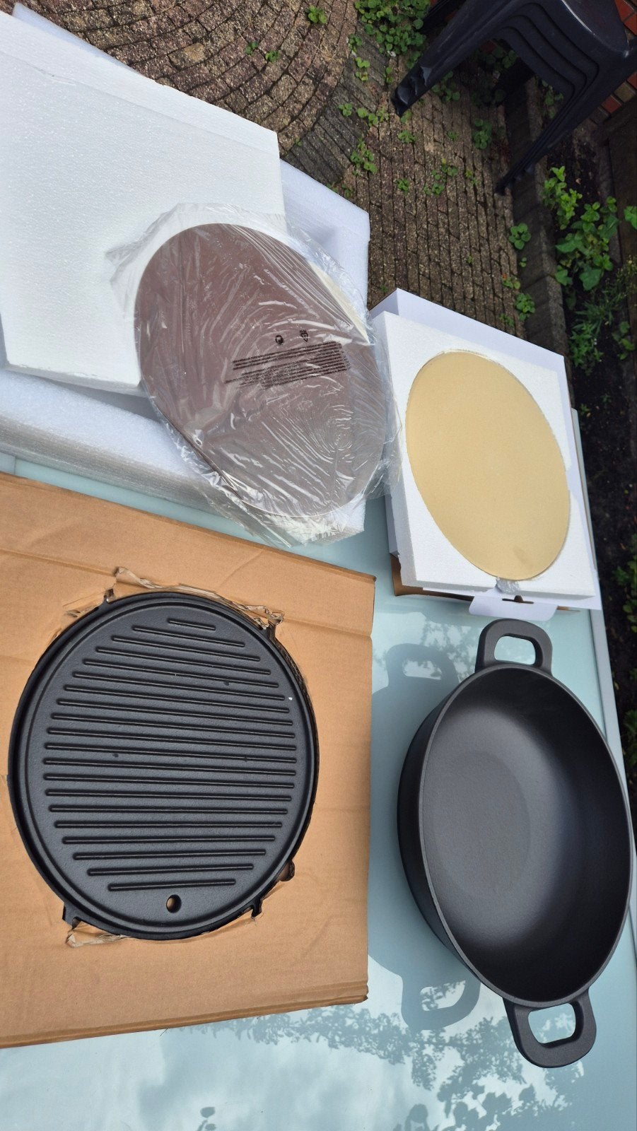 Gietijzeren braadpan met grillplaat en pizzasteen, Huis en Inrichting, Nieuw, Ophalen of Verzenden, Geschikt voor barbecue, Overige merken