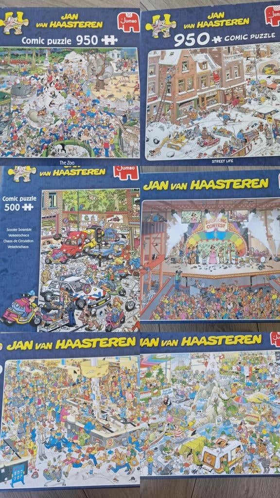 6x Jan van Haasteren, Ophalen, 500 t/m 1500 stukjes, Zo goed als nieuw, Legpuzzel
