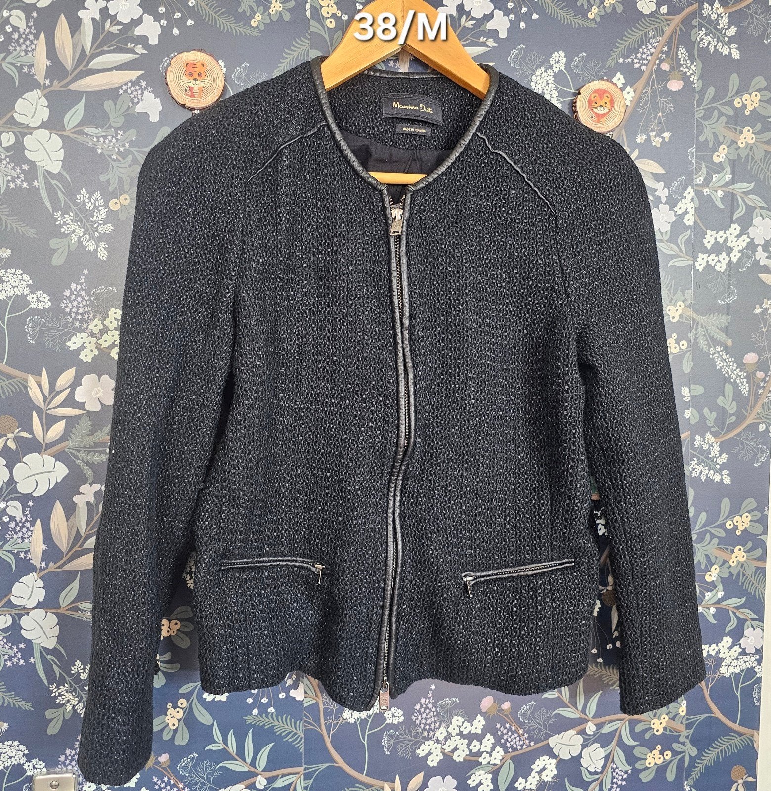 Massimo Dutti Zwart Vest/Jasje Maat M met Leren Details, Massimo Dutti, Ophalen of Verzenden