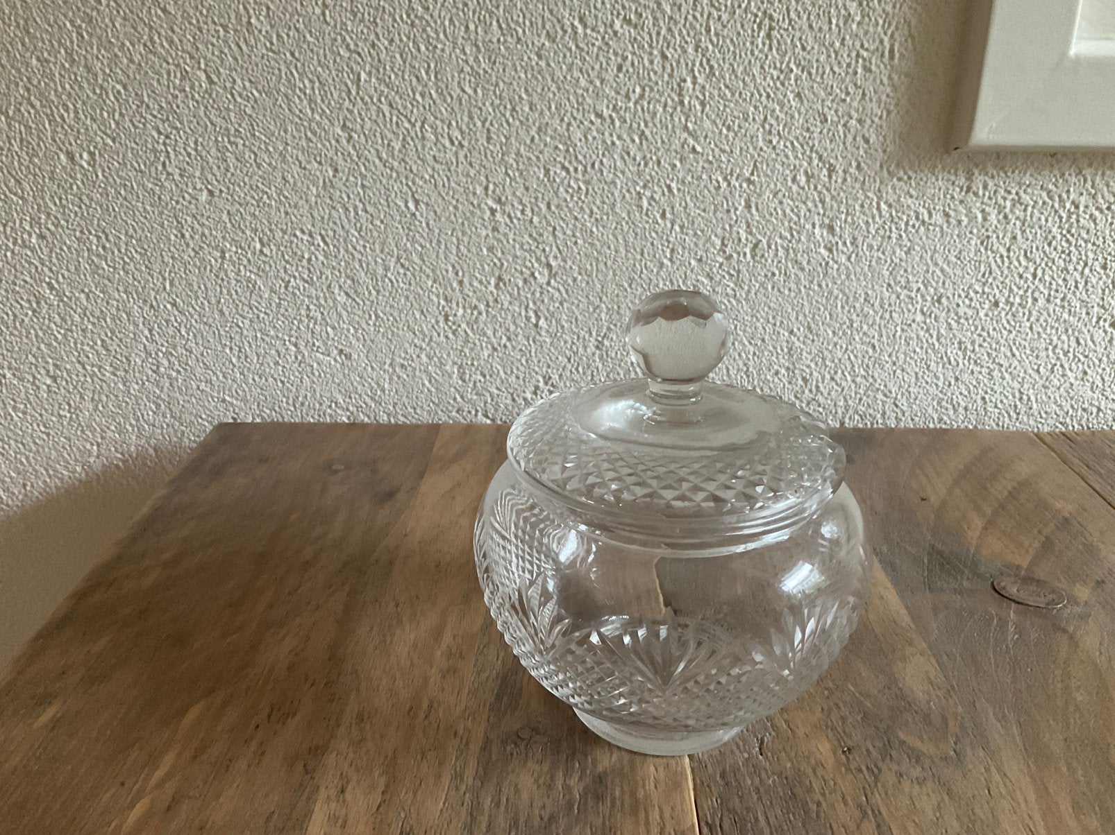 Loodkristal suikerpot / jampot met deksel, Ophalen of Verzenden
