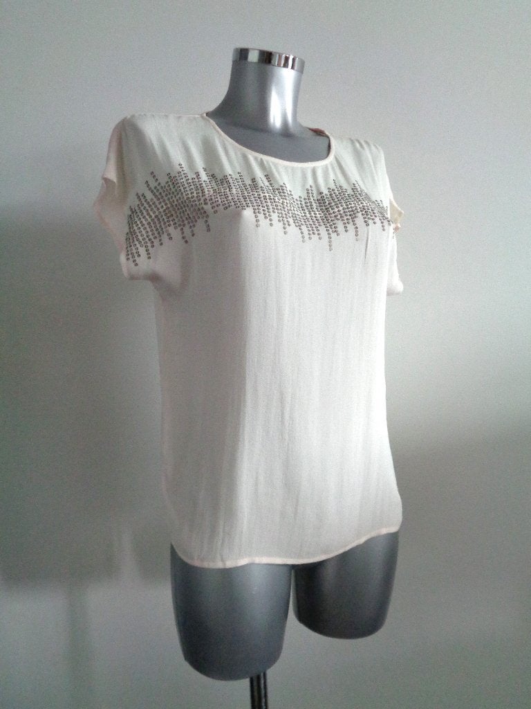 Joe Taft zijden blouse pailletten, maat 36 Nieuw, Nieuw, Ophalen of Verzenden, Korte mouw, Roze