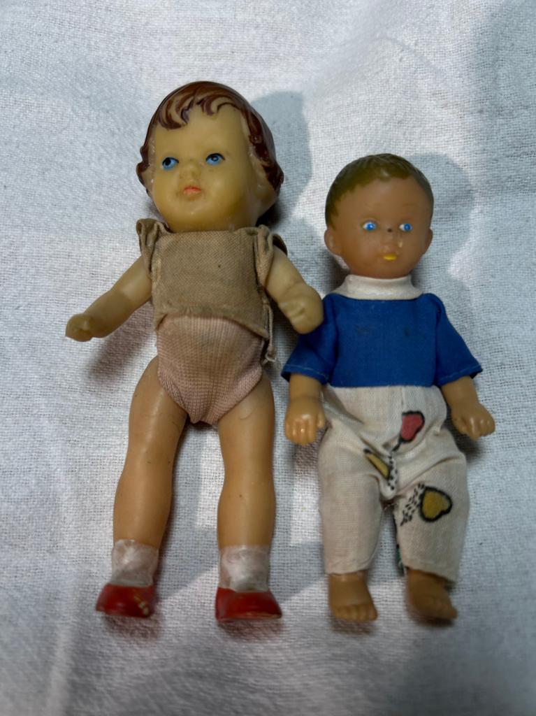 2 x antieke poppenhuis popjes 9-11 cm, Gebruikt, Ophalen of Verzenden, X, Pop