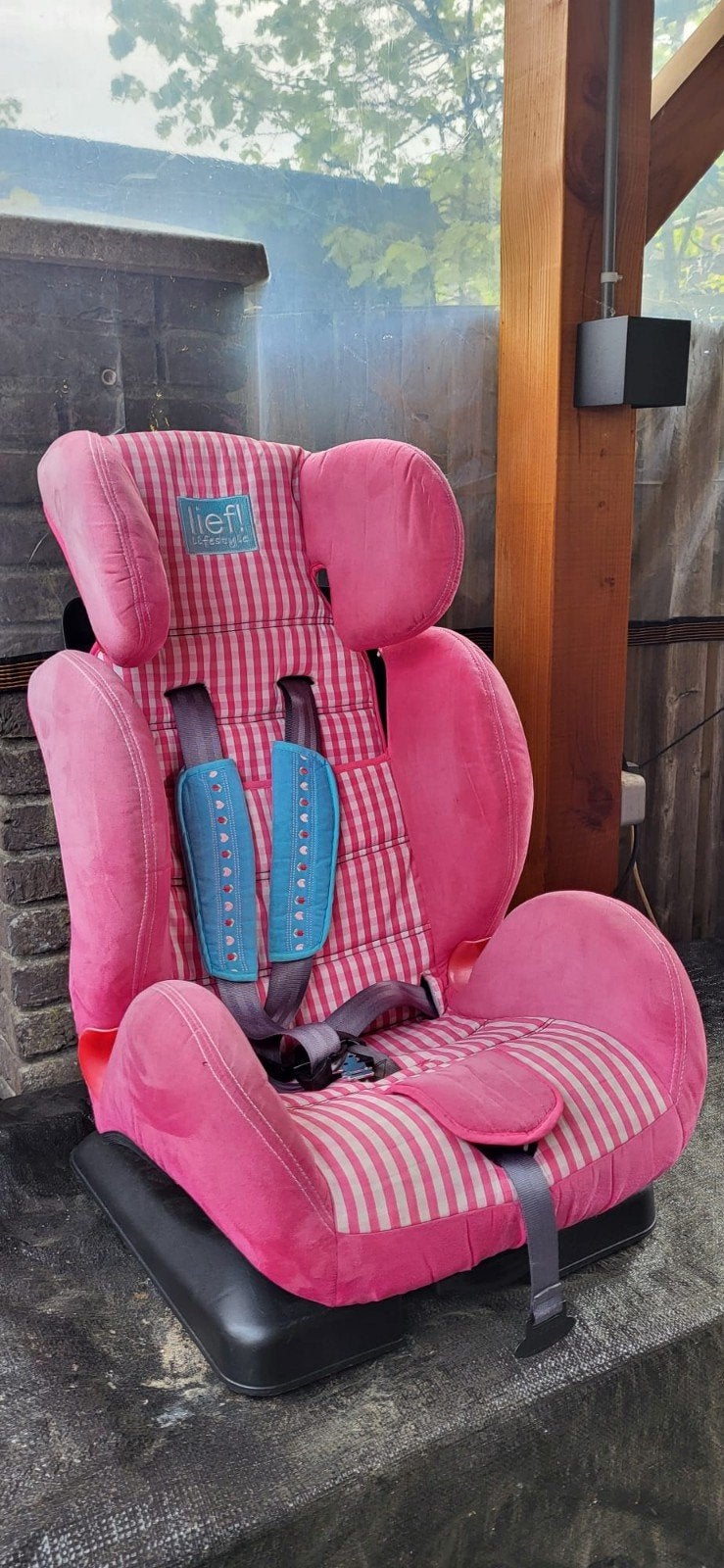 Lief! Lifestyle Autostoel Roze Geruit - 9-36 kg, Kinderen en Baby's, Autostoeltjes, Zijbescherming, 9 t/m 36 kg, Ophalen, Overige merken