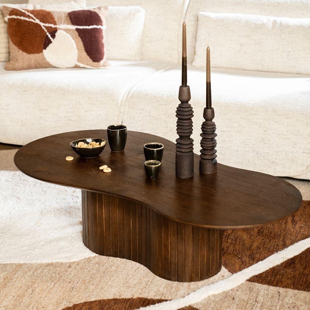 Salontafel Jordy mangohout bruin design tafel, Overige materialen, 100 tot 150 cm, Nieuw, Modern, hotel chique of warm industrieel interieur.