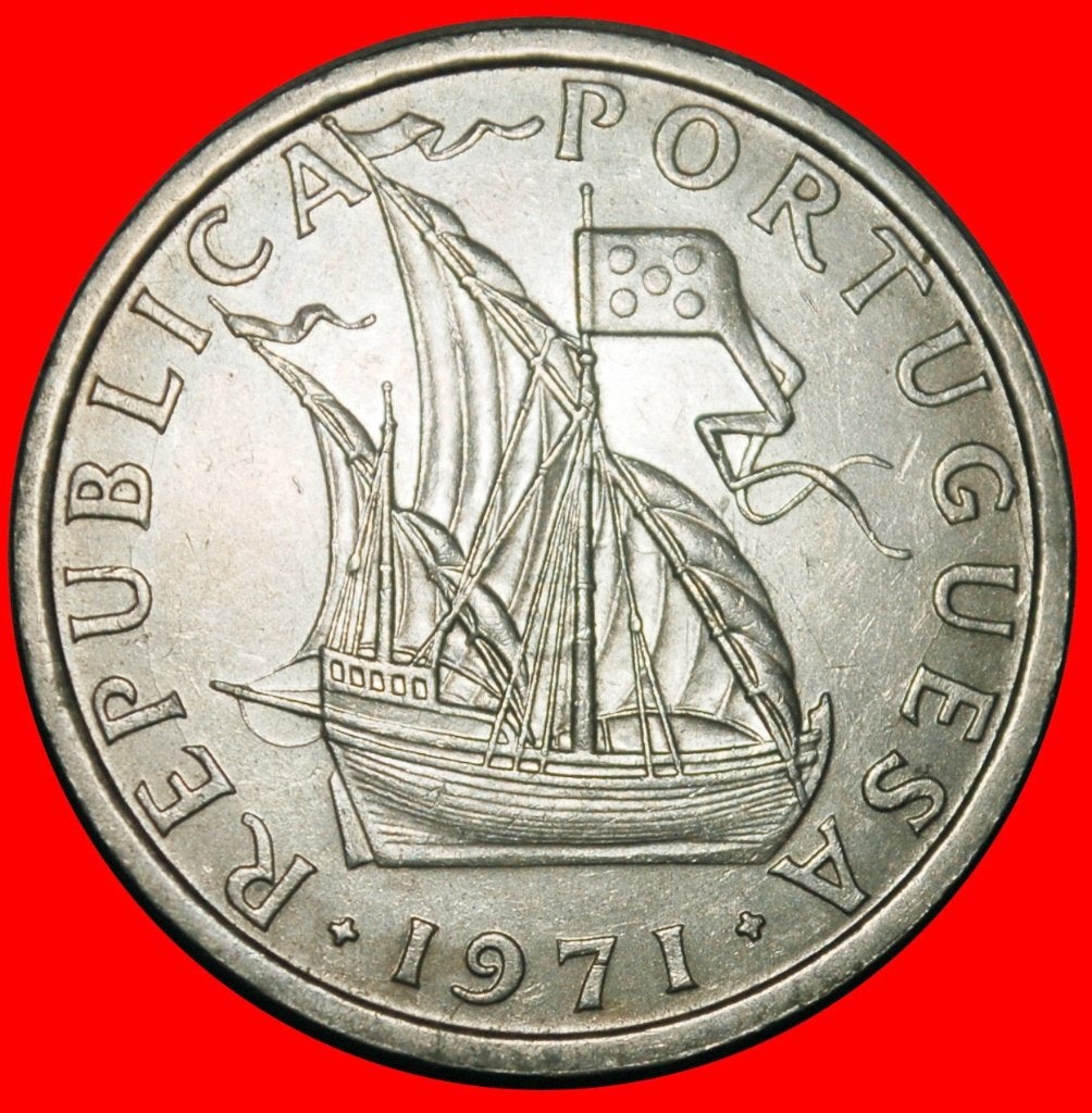 Ⰺ 25 SILVER BEZANTS 1971-1974: PORTUGAL 10 ESCUDOS 1971 SHIP, Ophalen of Verzenden, Overige landen, Losse munt