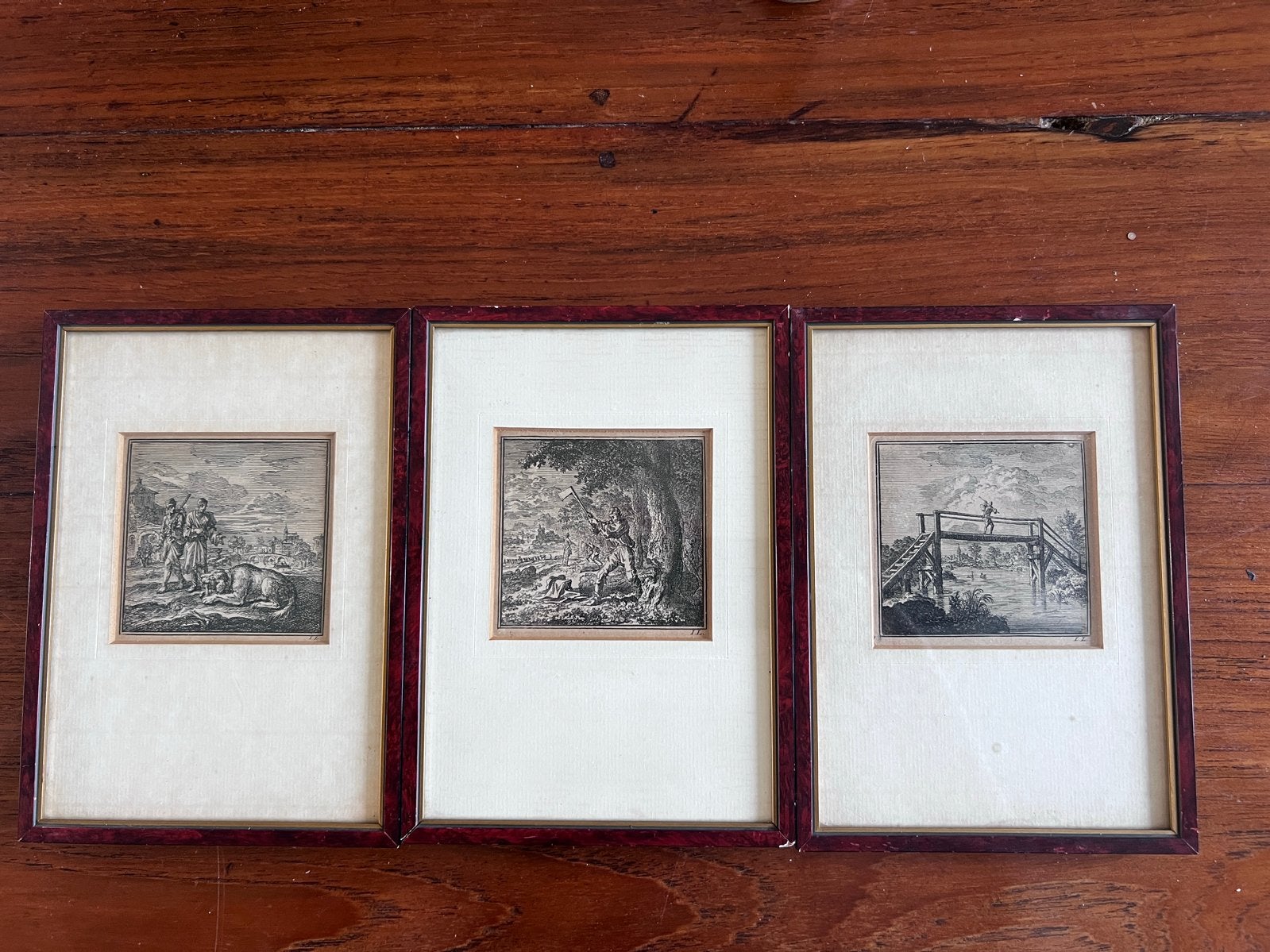 3x ingelijste etsen van Jan Luyken, Ets, Ingelijst, Dagelijks leven, 1600 - 1699