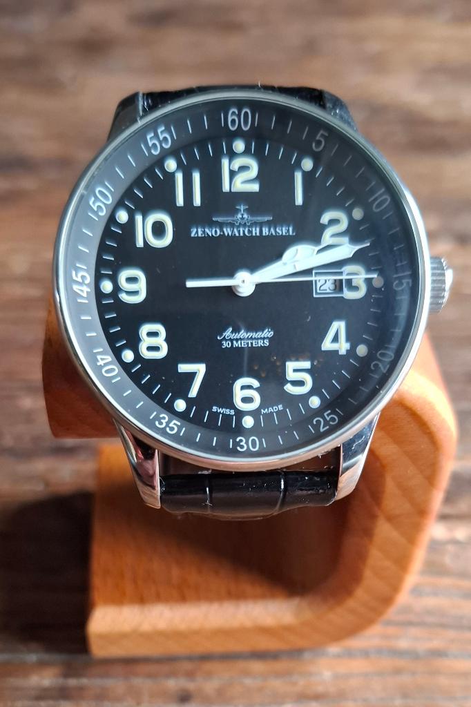 Zeno Flieger horloge, Overige merken, Leer, Staal, Polshorloge
