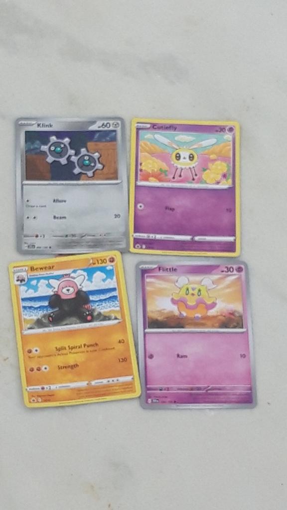 Pokémonkaarten: Klink, Cutiefly, Bewear, Flittle, Ophalen, Zo goed als nieuw, Meerdere kaarten